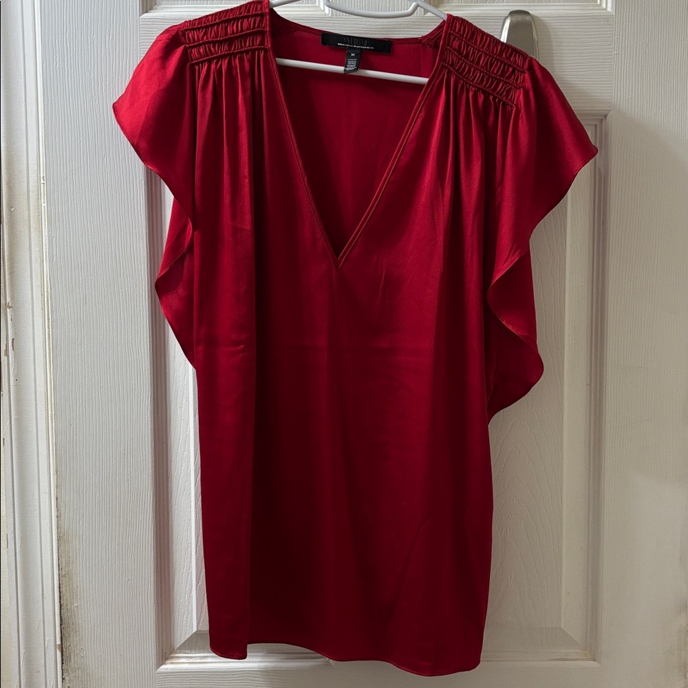 White House Black Market Satiny Red Top